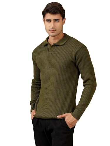 Image of Kvetoo Full Sleeve Winter Wear Woolen Collar Polo Sweater for Men