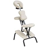PayLessHere Massage Chair Portable Tattoo Chair Folding Height Adjustable 2 Inch Thick Sponge Light Weight Therapy Chairs Carring Bag Face Cradle Travel Spa Chairs,Cream