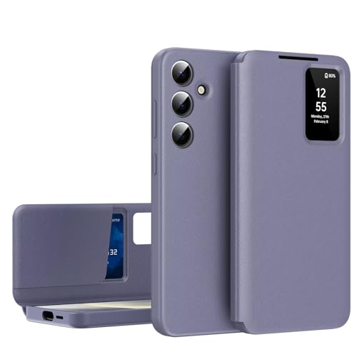 ESONG Funda para Samsung Galaxy Z Fold 4, Carcasa de Piel Cuero Inteligente Tipo Flip Folio Cartera Protectora teléfono Case, Ranuras para Tarjetas, Vista de Ventana, Smart View Púrpura