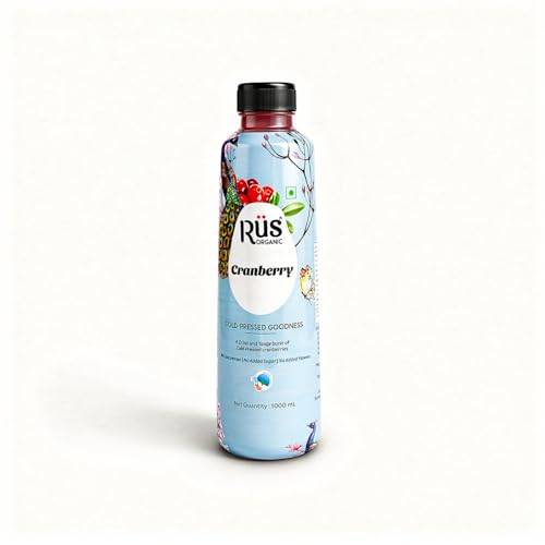 Image of Rus Organic Apple Cranberry Juice | Cranberry & Apple Juice | Natural & Cold-Pressed | Pack of 2 (1000ml Each) | Refreshing Sugar Free Drinks | No Preservatives | Rich in Antioxidants