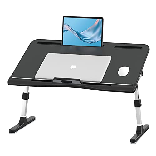 Faltbares Laptop-Betttablett, Schreibtisch, Verstellbarer Laptop-Betttisch mit Höhen und Winkeln, verbesserter, Stabiler Laptop-Schoßschreibtisch für Bett/Sofa/Couch/Boden, Schoß-Tablet-Schreibtisch