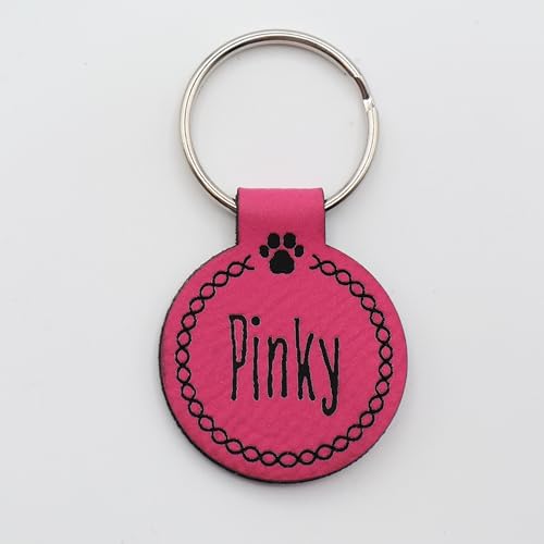 Hundemarke mit Gravur – Geräuschlos & klimperfrei – Individuell anpassbar – Hochwertiges Kunstleder – In verschiedenen Farben erhältlich (pink)