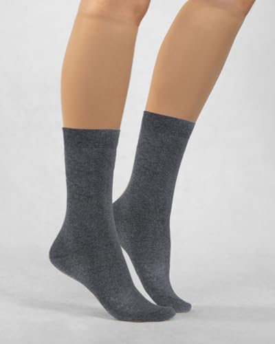 Image of COTTON DAY Women's Soft Combed Cotton Socks Seamless Toe Black White Navy