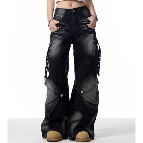 Harajuku Vintage High Waisted Straight Leg Jeans Y2K Fashion Gothic Tie-Dye Gradual Denim Pants with Pocket3