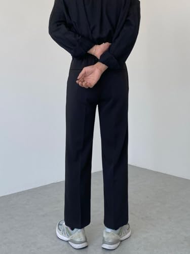 Men's Wrinkle Resistant Black Ankle Dress Pants Straight Casual Trousers Pants for Men4