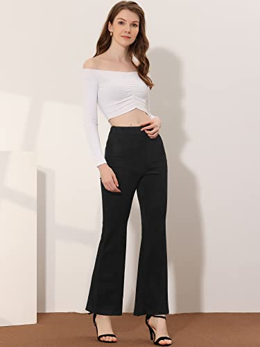 Image of Allegra K Women's Faux Suede Pants Business Casual Wide Legs Bell Bottom Flared Trousers
