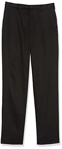 Haggar Men's Premium No-Iron Expandable-Waist Plain-Front Pant (Black, 46x30)