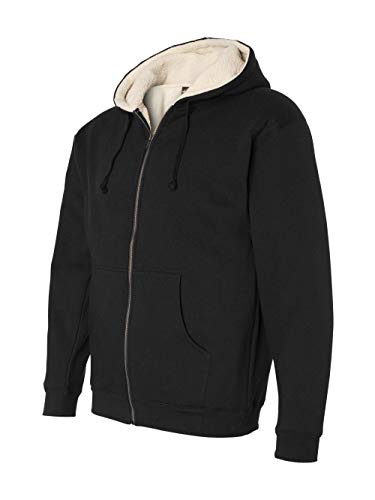 Independent Trading Sherpa Lined Full-Zip Hooded Sweatshirt - EXP40SHZ (Black/Natural / 2XL)