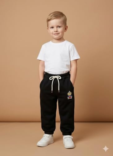 Image of A.T.U.N. (ALL THINGS UBER NICE) Boys Premium Cotton Jogger Pants with Elastic Waist & Adjustable Drawstring | Soft Touch Applique Detail Comfortable Bottom Wear for Kids