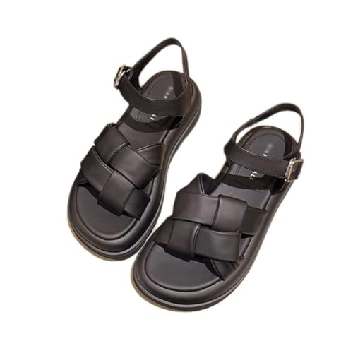 Beige Heeled Sandals Buckle Strap Women's Low Shoes Med Black HighLow-heeled Comfort New Girls