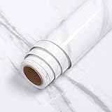 LaCheery Large Size 36x160in White Marble Contact Paper Vinyl Countertops Peel and Stick Granite Wallpaper Decorative Self Adhesive Film for Cabinets Backsplash Dresser Removable Marble Wall Decal