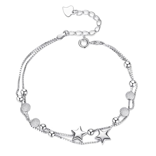 Pulsera de estrella para mujer, pulsera de doble capa, elegante cadena de estrella, pulsera estética de eslabones de pentágono para mujeres punk, Siehe Beschreibung, Cobre, Ver descripción