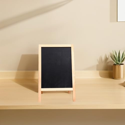 Pizarra pequeña de madera con tablero resistente de doble cara y base estable UKCOCO 5