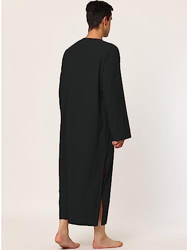 Lars Amadeus Men's Nightshirt Cotton Sleep Shirt Side Split Long Gown with Pockets4