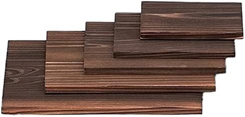 Set of 5 Folk Art Stove, 8.3 inches (21 cm) Square Grilled Cedar Board (Thickness 0.3 inches (0.8 cm), Japanese Tableware, Sake Cup, Restaurant, Inn, Commercial Use