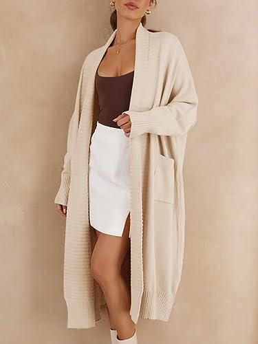 Image of Danedvi Womens Long Cardigan Sweaters 2026 Spring Chunky Knit Oversized Slouchy Open Front Warm Coats with Pockets