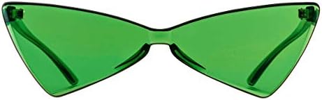 Colorful One Piece Rimless Transparent Cat Eye Sunglasses for Women Tinted Candy Colored Glasses …