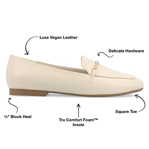 Image of Journee Womens Loafer Flat Notched Topline Square Toe Slip-On Block Heel - Wrenn Casual Dress Shoe
