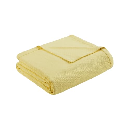 Image of Madison Park Liquid Cotton Luxury Blanket Premium Soft Cozy 100% Ring Spun Cotton For Bed , Couch or Sofa, King, Yellow