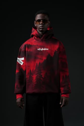 ECHOLOPE Oversized Graphic Hoodie Red - Image 3