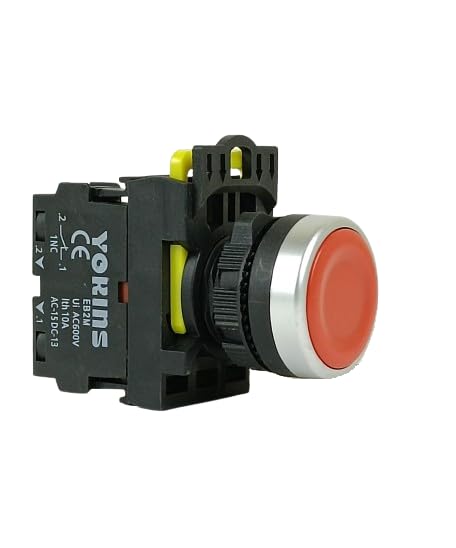 Yokins Push Button, EB2M-A-10 R, 22mm Red color with spring return with 1NC (copper & silver contacts)-image-15