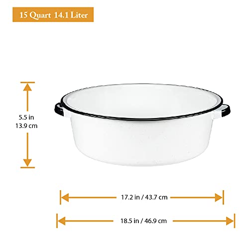 Granite-Ware-Enamel-on-Steel-Dish-Pan-with-handles-15-Quart-capacity-Speckled-White Granite Ware Enamel on Steel Dish Pan with handles 15 Quart capacity Speckled White