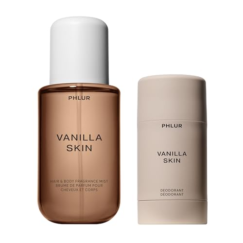 PHLUR Vanilla Skin Natural Deodorant & Vanilla Skin Body Mist with Pink Pepper, Cashmere Wood & Sandalwood