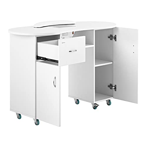 Physa Phy-MT-7 Nageltisch 1.200 x 503 x 803 mm 1 Weiß mit Staubabsaugung und HandablageManiküretisch Nagelstudio-Tisch… – Bild 6