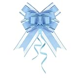 Rbenxia 10 PCS Large Pull Bows Wrapping Ribbon Pull Bows Gift Bows for Birthday Presents Wedding Gift Baskets Presents Package Bow Decoration (Blue)