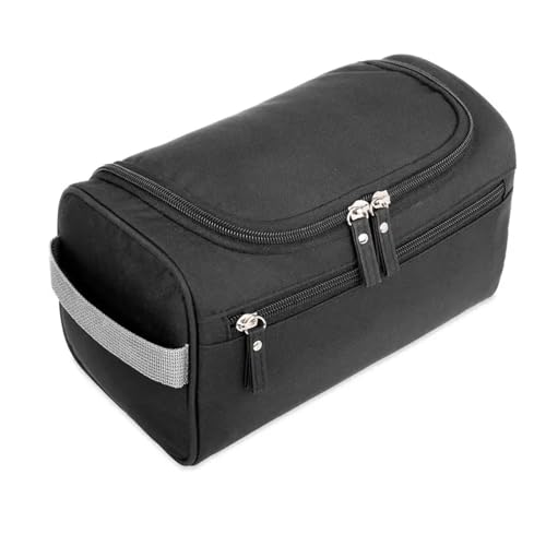Neceser Hombre Viaje, Bolsa de Aseo Impermeable Gran Capacidad para Colgar, con Malla y Compartimiento con Cremallera, Artículos de Aseo Juego para Hombres, Mujeres, Deporte,Negro
