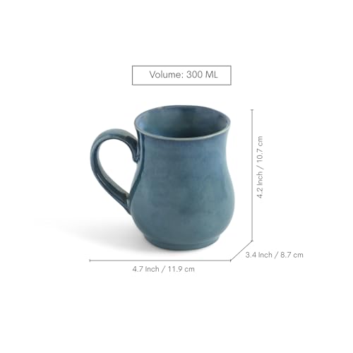 Image of ExclusiveLane 'Belly Pot' Ceramic Coffee Mugs Set of 6 (Set of 6, 300 ml, Microwave Safe, Hand Glazed) | Ceramic Coffee Mug Coffee Cup Set of 6 Tea Mugs Set Tea Cups Ceramic Mugs