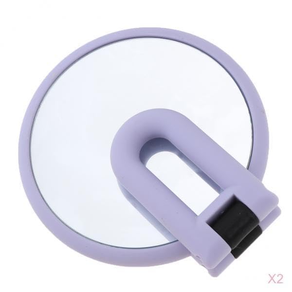 Folding Handheld 15X Magnifying Dual Sided Makeup Tabletop Travel Mirror 2x Purple-image-24