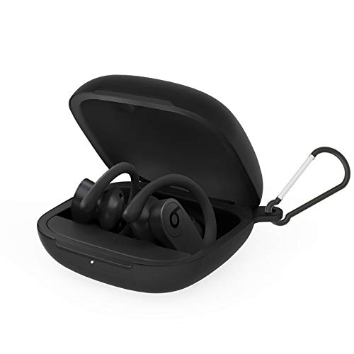 ROITON for Powerbeats Pro Case,Anti-Lost Shockproof Easy Carrying Protective Case Cover Dust Guard Rugged Hard PC Skin Cover Case with Carabiner for 2019 Newest Beats Powerbeats Pro (Black)
