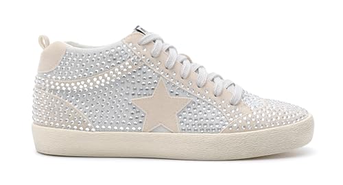 Mi.iM Miko Rubber Sole Lace-up Rhinestone Suede Star Sneakers