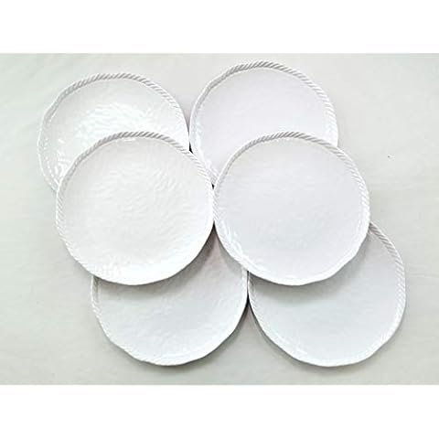 LOK-OSEMILE White Nautical Rope Melamine Dinner Plate 9 inch 6 pack (6) Cover