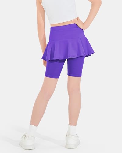 Girls Leggings with Skirt Uniform Skirts for Girls Knee-Length Ruffle Skirt Pants for Kid 4-11 Years3