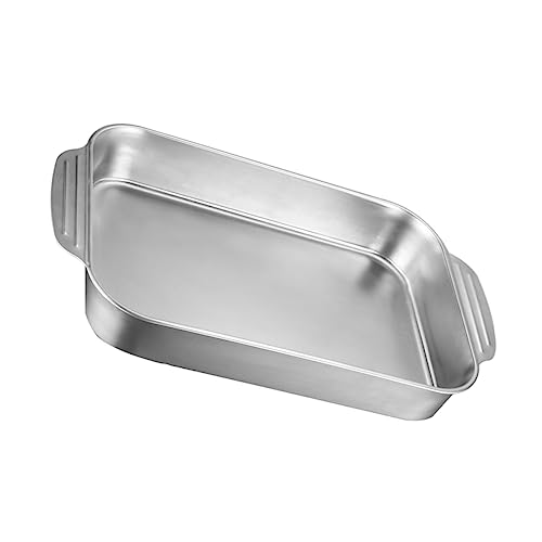 VERDANVERSE Bandeja Rectangular Inoxidable con Doble Asa para Cocción y Servir Pescado para Reuniones Familiares y Fiestas y Antideslizante