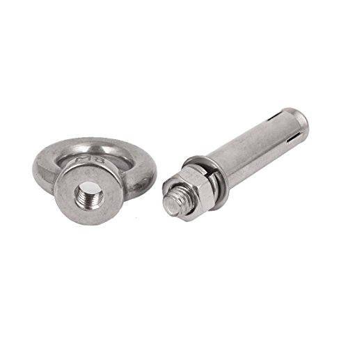 Image of uxcell M8x60mm Wall 304 Stainless Steel Expansion Screws Closed Hook Shield Bolts 2pcs
