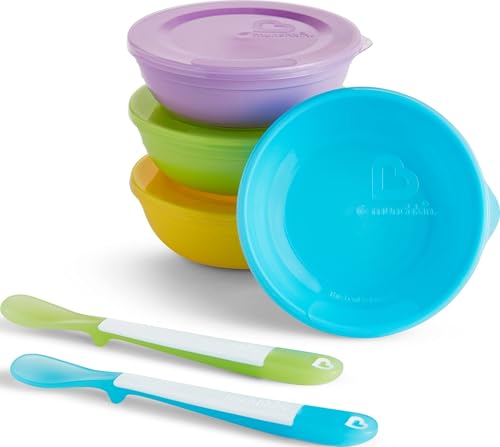 Image of Munchkin® Love-a-Bowls™ 10 Piece Baby Feeding Set, Includes Bowls with Lids and Spoons, Multicolor