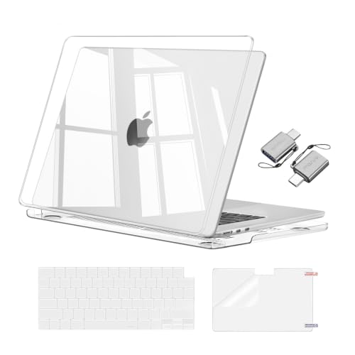 Image of MOSISO Compatible with MacBook Air 15 inch Case M5 2026 M4 M3 M2 2025-2023 | A3448 A3241 A3114 A2941, Hard Shell&Keyboard Cover&Screen Film&Type C, Great for Study Travel Work, Crystal Clear