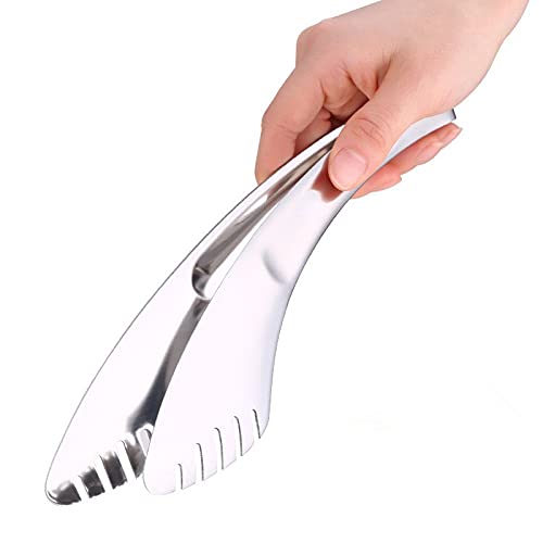 MRKU Pinzas de Cocina de Acero Inoxidable, 1 Pieza, Pinza Plateada para Pan, para Servir Alimentos, Barbacoa, Anti-Calor, para repostería y Barbacoa.