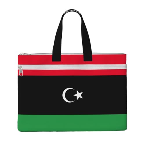 Libyan Flag Canvas Document Bag Briefcase For Professionals And Executives