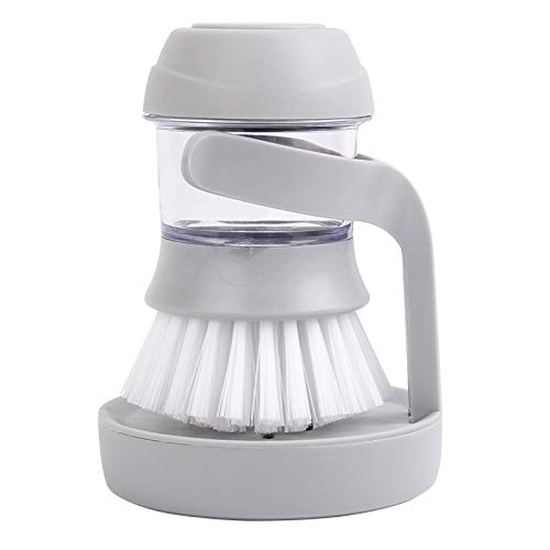 Kitchen cleaning tools 2518 Automatic Dosing Brush Pot Brush Cup Artifact Non-stick Oil Decontamination Wash Pot Brush(Gray) zys (Color : Gray)