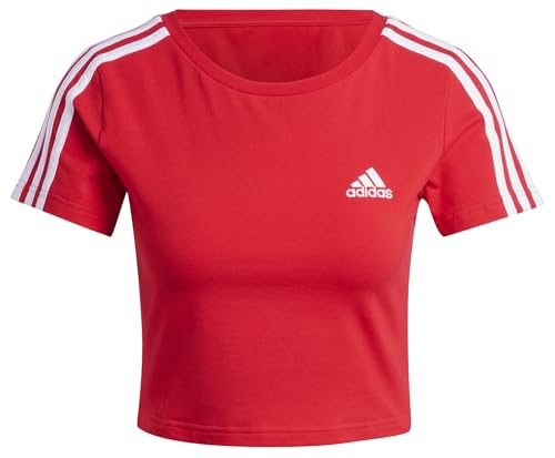 Photo de adidas Femme Essentials 3-Stripes Crop Tee, Better Scarlet, XL