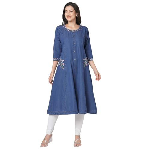 Image of GIA Denim Little Embroidery Kurti