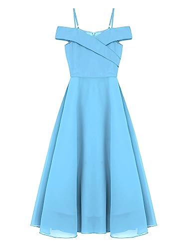 Kids Flower Girls Dress Spaghetti Strap Off Shoulder Chiffon Bridesmaid Dress A Line Formal Long Gown3