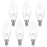 YUWDW E14 LED Light Bulb,Cool White 6000K,6W (60 Watts Equivalent) SES LED Candle Bulbs Small Screw,Energy Saving Edison Screw Light Bulbs,550 Lumen Candle Light Bulbs,Non-Dimmable,Pack of 6
