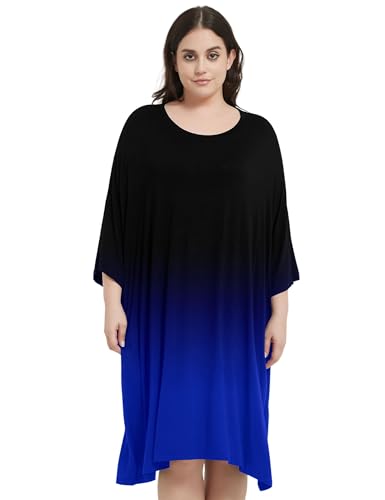Image of KFUBUO Plus Size Nightgowns for Women Oversized Sleep Tshirts Dress Short Sleeves Sleepwear With Pocket Fit S-5XL