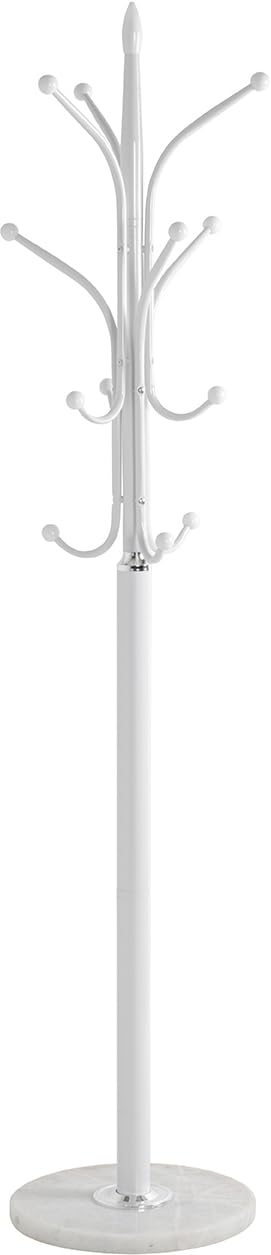 HAKU Garderobenständer chrom, weiß, Marmor, Metall Mantelständer - Maße: H 177 x Ø 40 cm, Style: Modern