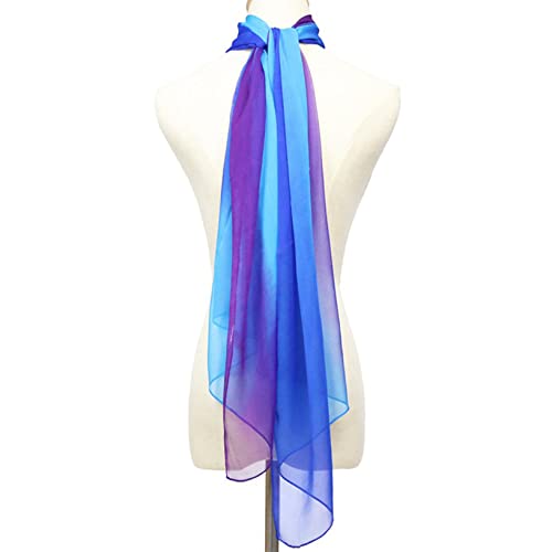 Soft Gradient Color Scarf Women Foulard Long Shawl Chiffon Dance Wraps Summer Bandana Elegant Hijab,Navy Blue3